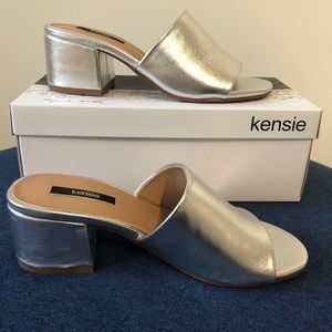 Kenzie Silver Heeled Slide Sandal